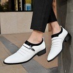 Venshine Mens Dress Shoes Slip On Monk Strap Loafer Formal Oxford Shoes White