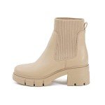 REDTOP Women's Elastic Chelsea Boots Chunky Block Heel Platform Lug Sole Ankle Booties