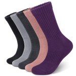 Justay 5 Pairs Merino Wool Socks for Women Winter Warm Thick Socks Cozy Knit Boot Crew Hiking Socks Gifts for Her