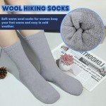 Justay 5 Pairs Merino Wool Socks for Women Winter Warm Thick Socks Cozy Knit Boot Crew Hiking Socks Gifts for Her