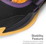 DREAM PAIRS Basketball Low-top Sneakers Durable Sports Shoes Lace-up Breathable Outdoor School Trainers for Little, Big Kids Youth - Black/Gold/Purple Low Top, Size 3 Little Kid