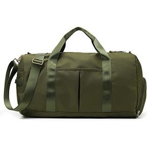 ZUEVI Sports Gym Duffel Bag for Women Waterproof Weekender Travel Bag with Shoes Compartment Dry and Wet Separation for Training Swim Yoga(Army Green)