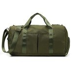 ZUEVI Sports Gym Duffel Bag for Women Waterproof Weekender Travel Bag with Shoes Compartment Dry and Wet Separation for Training Swim Yoga(Army Green)