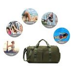 ZUEVI Sports Gym Duffel Bag for Women Waterproof Weekender Travel Bag with Shoes Compartment Dry and Wet Separation for Training Swim Yoga(Army Green)