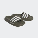 adidas Adilette Shower Slides Sandal, Olive Strata/White/Olive Strata, 5 US Unisex Big Kid