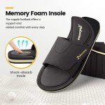 Roknemo Men's Adjustable Slide Sandals - Comfort Memory Foam Slides - Non-slip Open Toe Beach Shoes Slip On Slippers for Men Indoor House Outdoor Sports - Brown 12