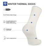 Closemate Mens Socks Thick Thermal Winter Crew Socks Warm Cozy Work Boot Socks for Cold Weather Hiking 5 Pairs(5 Beige White, Size M)