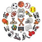 JunxinGYL 25Pcs Shoe Charms for Boys Shoe Decorations Football Basketball Baseball with Buttons for Clog Sandals Birthday Party Gift