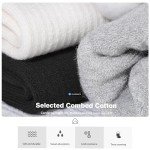 Closemate Mens Socks Thick Thermal Winter Crew Socks Warm Cozy Work Boot Socks for Cold Weather Hiking 5 Pairs(5 Beige White, Size M)