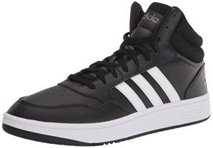 adidas Men's Hoops 3.0 Mid Top Basketball Shoe, Black/White/Grey, 14