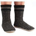 cosyone1997 Mens Slipper Socks with Gripper Soles, Warm Knit House Shoes, Fuzzy Moccasin Boots Indoor,Winter Cozy Christmas Gifts Unique, Cold Weather Bedroom Foot Warmers, Adult Size 12-13 Black