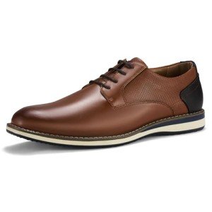 HEEZ Men's Oxford Shoes, Modern Lace Up Dress Shoes, Formal Derby Dress Shoes, Comfortable Business Office Walking Shoes with Cup Toe Removable Rebounded Insole, Anti-Slip TPR Outsole Size 12 Brown