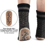 cosyone1997 Mens Slipper Socks with Gripper Soles, Warm Knit House Shoes, Fuzzy Moccasin Boots Indoor,Winter Cozy Christmas Gifts Unique, Cold Weather Bedroom Foot Warmers, Adult Size 12-13 Black