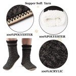 cosyone1997 Mens Slipper Socks with Gripper Soles, Warm Knit House Shoes, Fuzzy Moccasin Boots Indoor,Winter Cozy Christmas Gifts Unique, Cold Weather Bedroom Foot Warmers, Adult Size 12-13 Black