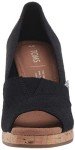 TOMS Women's Classic Espadrille Wedge Sandal, Black Scattered Woven, 12