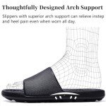 Frykun Slides for Men Shower Shoes Bathroom Sandals Men Home Slippers Flip-Flops Recovery Comfortable Bathroom Open Toe Sport Slides for Swimming Beach Pool Indoor Out Door(Black46-47)