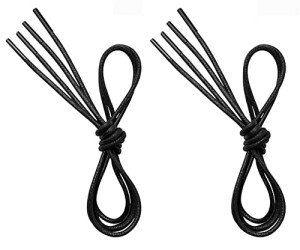 VSUDO Waxed Round 28" Black Dress Shoe Laces for Mens Dress Shoes, 1/8" Thin Formal Business Oxford Black Dress Shoe Strings for Dress Shoes, Black Shoelaces for Dress Shoes (2 Pairs-Black-070CM)