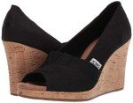 TOMS Women's Classic Espadrille Wedge Sandal, Black Scattered Woven, 12