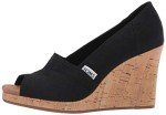 TOMS Women's Classic Espadrille Wedge Sandal, Black Scattered Woven, 12