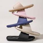 Frykun Slides for Men Shower Shoes Bathroom Sandals Men Home Slippers Flip-Flops Recovery Comfortable Bathroom Open Toe Sport Slides for Swimming Beach Pool Indoor Out Door(Black46-47)