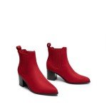 DREAM PAIRS Women's Retro Elastic Chelsea Ankle Boots Fashion Low Chunky Block Heel Pointed Toe Fall Heeled Booties Shoes,Size 7,RED-SUEDE,SDAB2314W