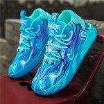 didopery Men's Lace Up High Top Basketball Shoes Chinese Style Breathable Non Slip Outdoor Sneakers Cushioning Workout Shoes for Fitness Training Athletic (Blue,11)