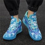 didopery Men's Lace Up High Top Basketball Shoes Chinese Style Breathable Non Slip Outdoor Sneakers Cushioning Workout Shoes for Fitness Training Athletic (Blue,11)