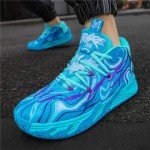 didopery Men's Lace Up High Top Basketball Shoes Chinese Style Breathable Non Slip Outdoor Sneakers Cushioning Workout Shoes for Fitness Training Athletic (Blue,11)