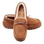 LA PLAGE Mens Slippers Moccasin Memory Foam Warm Plush House Slippers, Indoor Outdoor Comfortable Winter House Shoes 9 US Brown