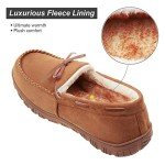 LA PLAGE Mens Slippers Moccasin Memory Foam Warm Plush House Slippers, Indoor Outdoor Comfortable Winter House Shoes 9 US Brown