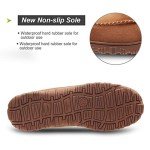 LA PLAGE Mens Slippers Moccasin Memory Foam Warm Plush House Slippers, Indoor Outdoor Comfortable Winter House Shoes 9 US Brown