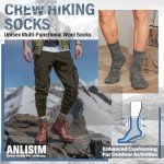 Anlisim Merino Wool Warm Boot Hiking Socks Thermal Extra Thick Winter Cozy Crew Comfy Cushioning Work Women Men Socks 4 Pairs(Coffee Color Series,M)