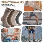 Anlisim Merino Wool Warm Boot Hiking Socks Thermal Extra Thick Winter Cozy Crew Comfy Cushioning Work Women Men Socks 4 Pairs(Coffee Color Series,M)