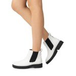 DREAM PAIRS Women's Low Heel Chelsea Ankle Boots Fashion Slip On Elastic Fall Booties Shoes,Size 7,WHITE/BLACK,DAB213