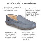 isotoner Men's Liam Microsuede Moccasin Slipper with Memory Foam, Microterry Lining, Versatile Sole, Cognac, 8-9