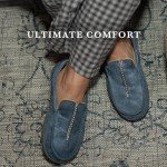 isotoner Men's Liam Microsuede Moccasin Slipper with Memory Foam, Microterry Lining, Versatile Sole, Cognac, 8-9