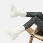 HYPOCRUTE Women's Warm Snow Boots with Fur Lined Black and White Wide Winter Boots Water-resistant Mid Calf Boots for Hiking,Working,Outdoors(White US8)