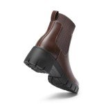 DREAM PAIRS Women's Elastic Chelsea Ankle Boots Fashion Low Chunky Heel Platform Lug Sole Short Booties Shoes,Size 8.5,Brown,SDAB2312W