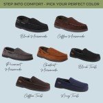 Dearfoams Men's Keaton Memory Foam Moccasin with Wide Widths Slipper, Pavement Microsuede, 9-10