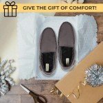 Dearfoams Men's Keaton Memory Foam Moccasin with Wide Widths Slipper, Pavement Microsuede, 9-10