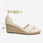 DREAM PAIRS Women's Espadrilles Closed Toe Ankle Strap Dressy Platform Wedge Sandals,Size 9,Beige/White,Amanda-2