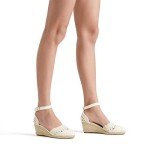 DREAM PAIRS Women's Espadrilles Closed Toe Ankle Strap Dressy Platform Wedge Sandals,Size 9,Beige/White,Amanda-2