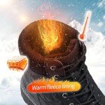 Adokoo Boots for Women Waterproof Fall Winter Ankle Boots Snow Black Combat Boots Lace Up Non Slip for Hiking Work US8 Black