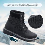 Adokoo Boots for Women Waterproof Fall Winter Ankle Boots Snow Black Combat Boots Lace Up Non Slip for Hiking Work US8 Black