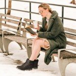 Adokoo Boots for Women Waterproof Fall Winter Ankle Boots Snow Black Combat Boots Lace Up Non Slip for Hiking Work US8 Black