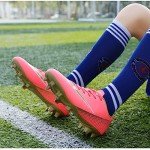 Fenlogft Unisex Sizes Leather Soccer Cleats with Lace-Up for Training Firm Ground & Turf - Men, Women, Boys & Girls American Football Shoes Boot (Pink,10,8.5,Women,Medium,Men)