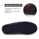 LA PLAGE Men's Moccasin Slippers Memory Foam Warm Plush House Slippers, Indoor Outdoor Comfortable Winter House Shoes 13 US Dark Brown