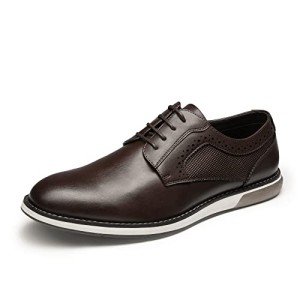Bruno Marc Men's Plain Toe Casual Oxford Shoes Business Formal Derby Dress Sneakers Dark Brown, Size 12, SBOX223M