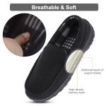Lulex Mens Slippers Moccasins for Mens Memory Foam House Slippers Indoor Outdoor House Shoes Black 11 M US