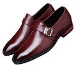 Mens Dress Shoes Moccasins for Men Slip On Leather Monk Straps Shoes Smoking Slipper Classic Vintage Loafers Burgundy 12 US